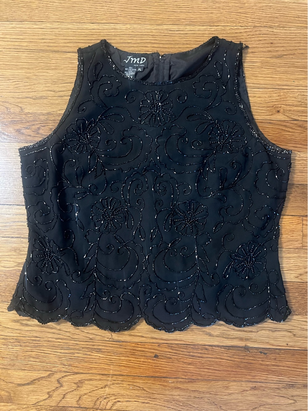 JMD Black Beaded Floral Embroidered Camisole